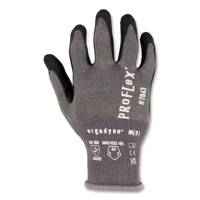 ProFlex 7043 ANSI A4 Nitrile Coated CR Gloves, EN388: 4X42D, 9" Long, Medium, Gray, Pair