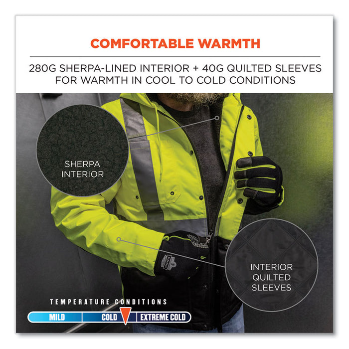 GloWear 8275 Class 2 Heavy-Duty Hi-Vis Workwear Sherpa Lined Jacket, X-Large, Lime