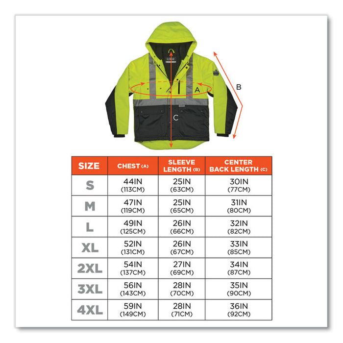 GloWear 8275 Class 2 Heavy-Duty Hi-Vis Workwear Sherpa Lined Jacket, Small, Lime