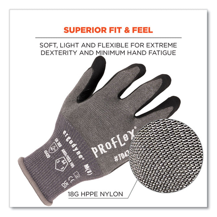 ProFlex 7043 ANSI A4 Nitrile Coated CR Gloves, EN388: 4X42D, 9" Long, Small, Gray, 12 Pairs