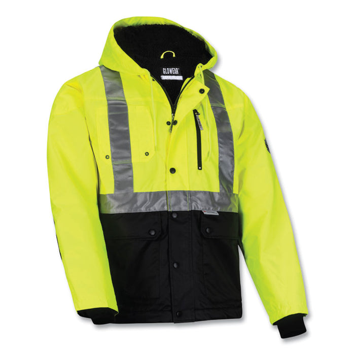 GloWear 8275 Class 2 Heavy-Duty Hi-Vis Workwear Sherpa Lined Jacket, 2X-Large, Lime
