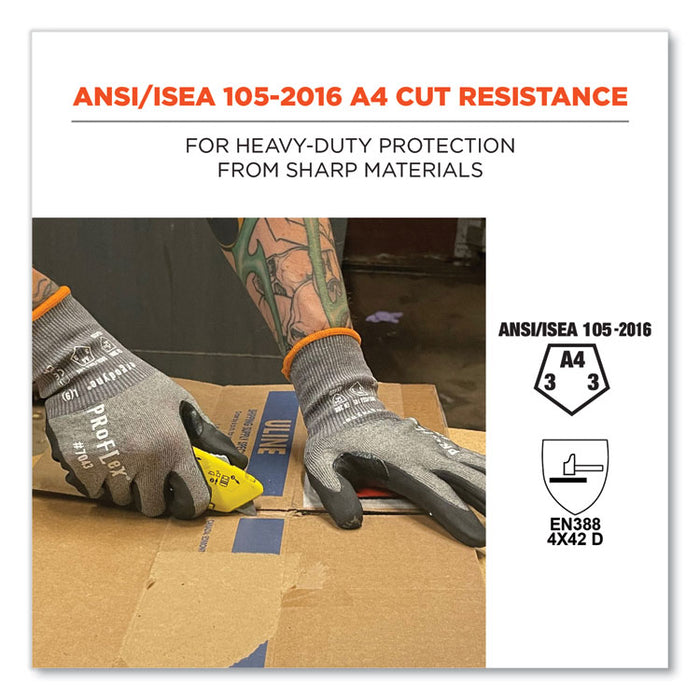 ProFlex 7043 ANSI A4 Nitrile Coated CR Gloves, EN388: 4X42D, 9" Long, XX-Large, Gray, Pair