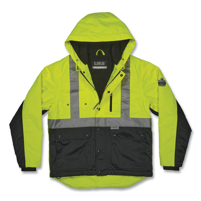 GloWear 8275 Class 2 Heavy-Duty Hi-Vis Workwear Sherpa Lined Jacket, 3X-Large, Lime