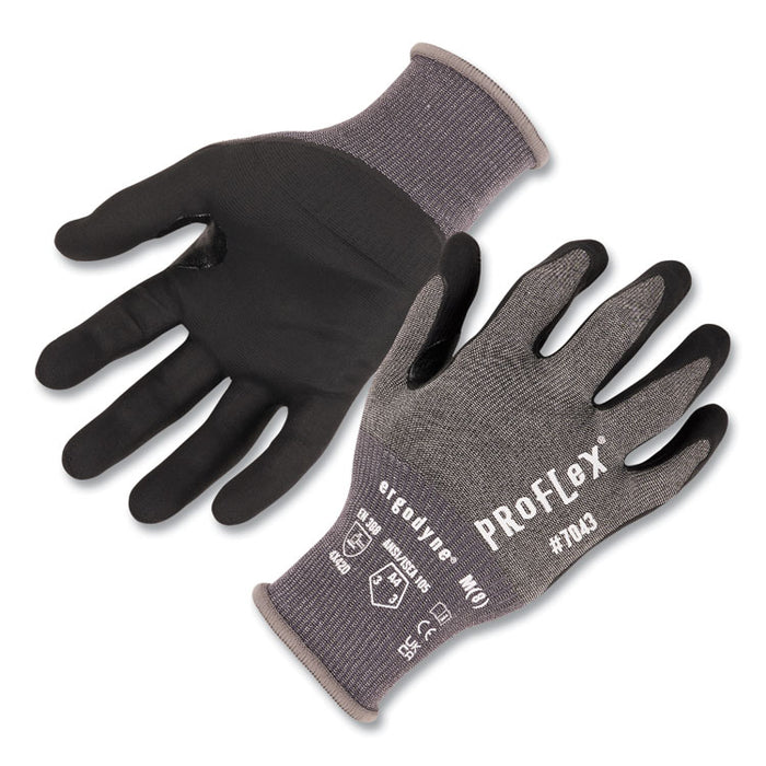 ProFlex 7043 ANSI A4 Nitrile Coated CR Gloves, EN388: 4X42D, 9" Long, XX-Large, Gray, Pair