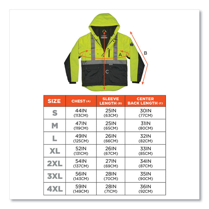 GloWear 8275 Class 2 Heavy-Duty Hi-Vis Workwear Sherpa Jacket, 4X-Large, Lime