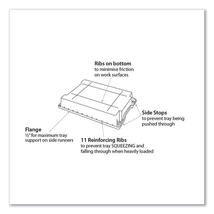 F2 Deep Trays for Gratnells Storage Frames and Trolleys, 3.57 gal Capacity, 12.28" x 16.81" x 6.25", Light Gray, 6/Pack