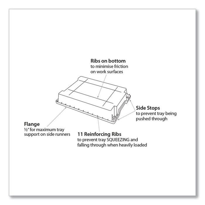 F2 Deep Trays for Gratnells Storage Frames and Trolleys, 3.57 gal Capacity, 12.28" x 16.81" x 6.25", Trans Frost, 6/Pack