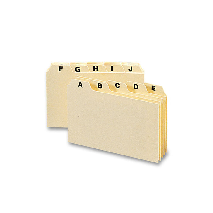 Manila Card Guides, 1/5-Cut Top Tab, A to Z, 3 x 5, Manila, 25/Set