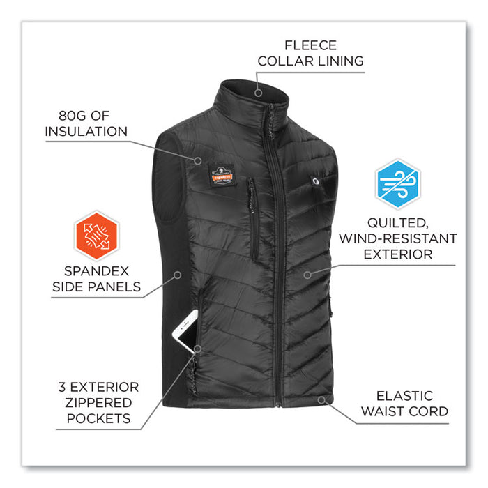 N-Ferno 6495 Rechargeable Heated Vest with Batter Power Bank, Fleece/Polyester, Small, Black