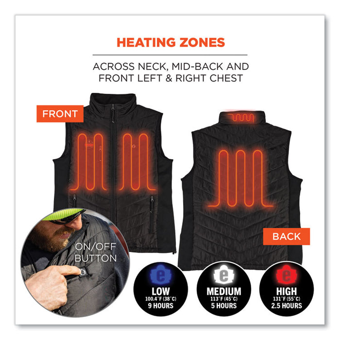 N-Ferno 6495 Rechargeable Heated Vest with Batter Power Bank, Fleece/Polyester, Medium, Black