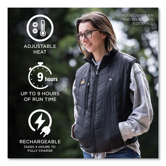 N-Ferno 6495 Rechargeable Heated Vest with Battery Power Bank, Fleece/Polyester, 2X-Large, Black