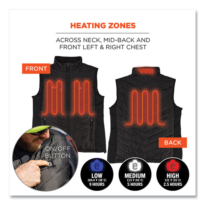 N-Ferno 6495 Rechargeable Heated Vest with Battery Power Bank, Fleece/Polyester, 2X-Large, Black