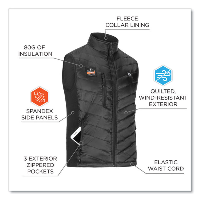 N-Ferno 6495 Rechargeable Heated Vest with Batter Power Bank, Fleece/Polyester, Medium, Black