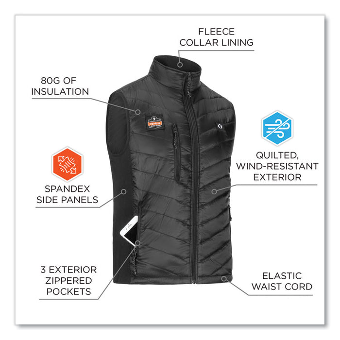 N-Ferno 6495 Rechargeable Heated Vest with Battery Power Bank, Fleece/Polyester, Large, Black