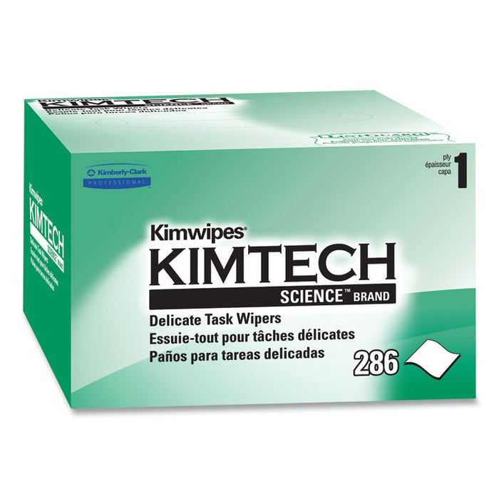 Kimwipes Delicate Task Wipers, 1-Ply, 4.4 x 8.4, Unscented, White, 286/Box, 60 Boxes/Carton