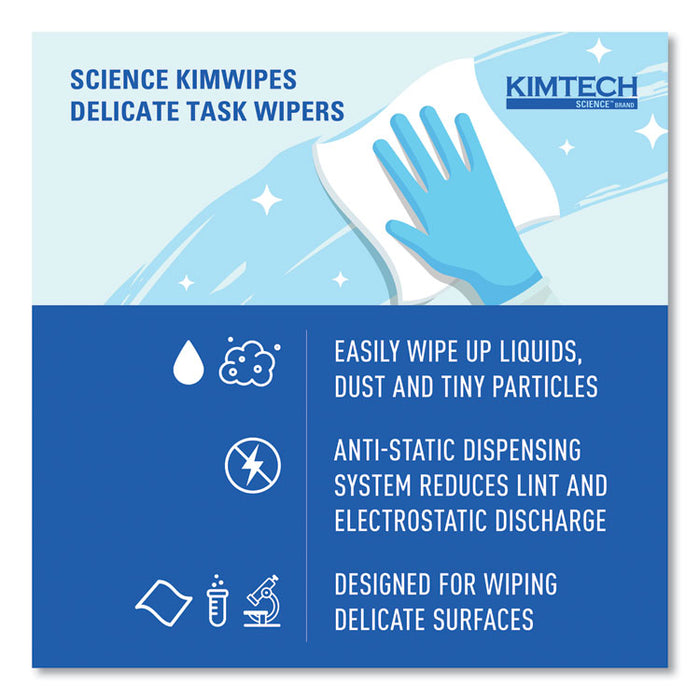 Kimwipes Delicate Task Wipers, 1-Ply, 4.4 x 8.4, Unscented, White, 286/Box, 60 Boxes/Carton