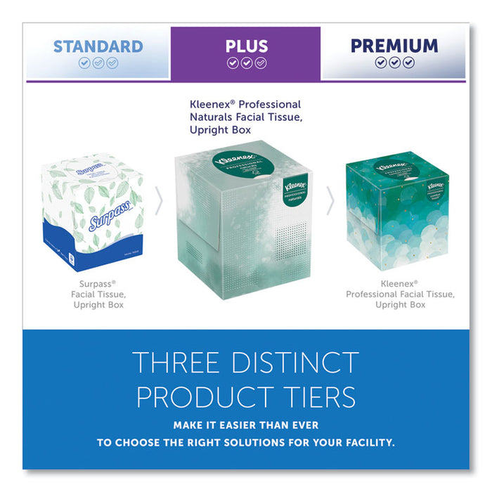 Naturals Facial Tissue for Business, BOUTIQUE POP-UP Box, 2-Ply, White, 90 Sheets/Box, 36 Boxes/Carton