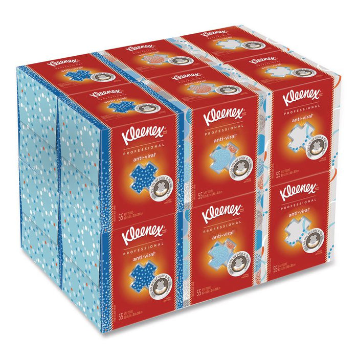 Boutique Anti-Viral Facial Tissue, Pop-Up Box, 3-Ply, White, 55 Sheets/Box, 3 Boxes/Pack, 4 Packs/Carton
