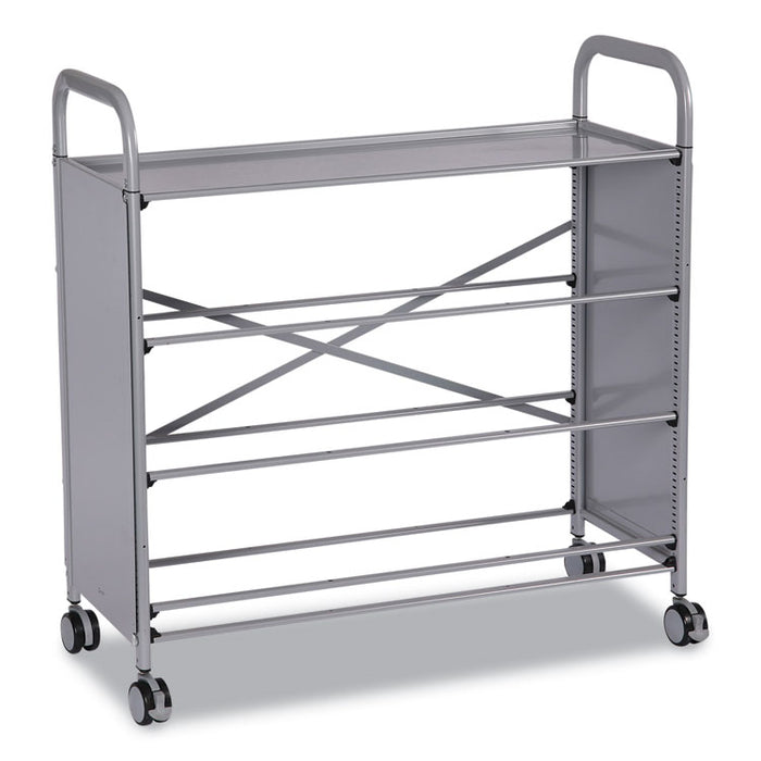 Callero Plus Treble Column Trolley Set 03, Metal, 1 Shelf, 24 F1 Shallow Bins, 40.6" x 17.3" x 41.5", Silver/Royal Blue