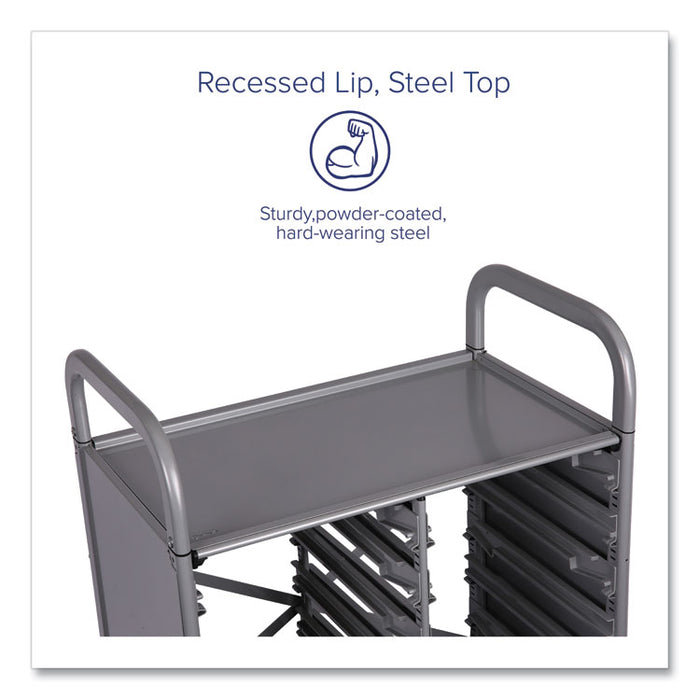 Callero Plus Treble Column Trolley Set 13, Metal, 1 Shelf, 12 F2 Deep Bins, 40.6" x 17.3" x 41.5", Silver/Flame Red