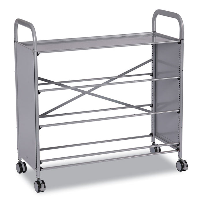 Callero Plus Treble Column Trolley Set 03, Metal, 1 Shelf, 24 F1 Shallow Bins, 40.6 x 17.3 x 41.5, Silver/Translucent Frost