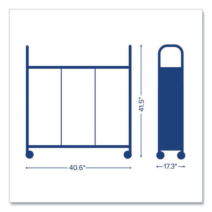 Callero Plus Treble Column Trolley Set 16, Metal, 1 Shelf, 6 F2 Deep Bins, 40.6" x 17.3" x 41.5", Silver/Flame Red
