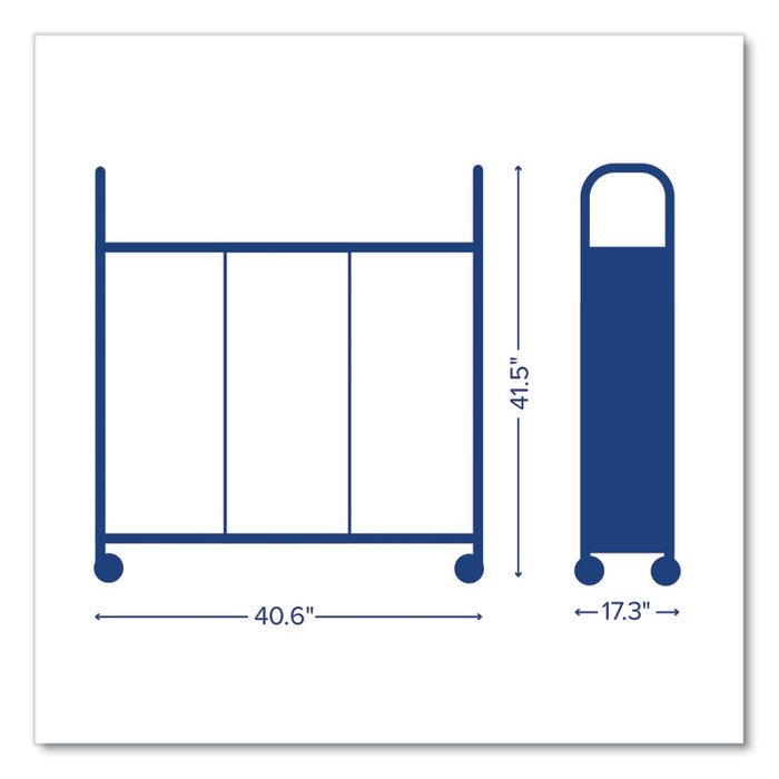 Callero Plus Flat Shelf Trolley, Metal, 4 Shelves, 40.6" x 17.3" x 41.5", Silver