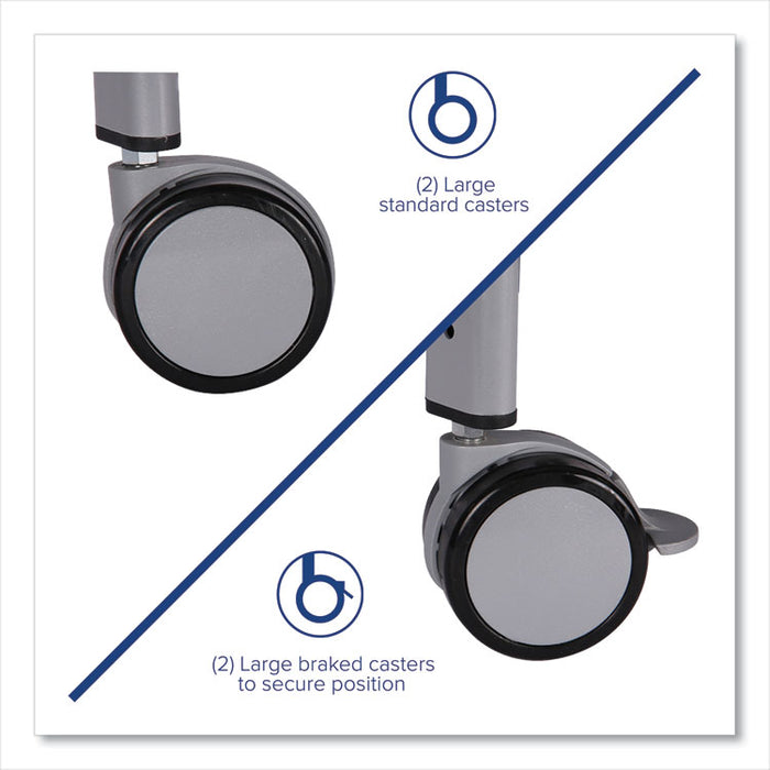 Callero Plus Treble Column Trolley Set 16, Metal, 1 Shelf, 6 F2 Deep Bins, 40.6" x 17.3" x 41.5", Silver/Light Gray