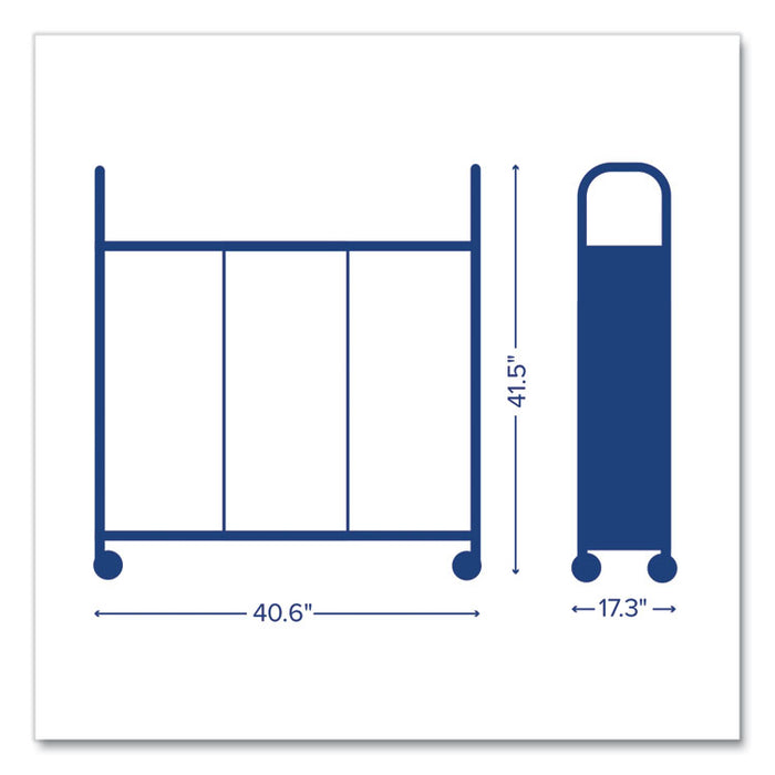 Callero Plus Treble Column Trolley Set 17, Metal, 1 Shelf, 16 F1 Bins, 4 F2 Bins, 40.6" x 17.3" x 41.5", Silver/Royal Blue