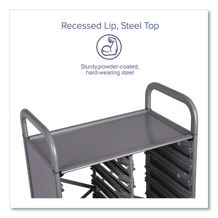 Callero Plus Double Column Trolley Set 13, Metal, 1 Shelf, 8 F2 Deep Bins, 27.4" x 17.3" x 41.5", Silver/Flame Red