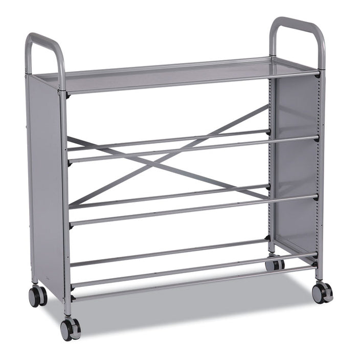 Callero Plus Treble Column Trolley Set 17, Metal, 1 Shelf, 16 F1 Bins, 4 F2 Bins, 40.6" x 17.3" x 41.5", Silver/Grass Green