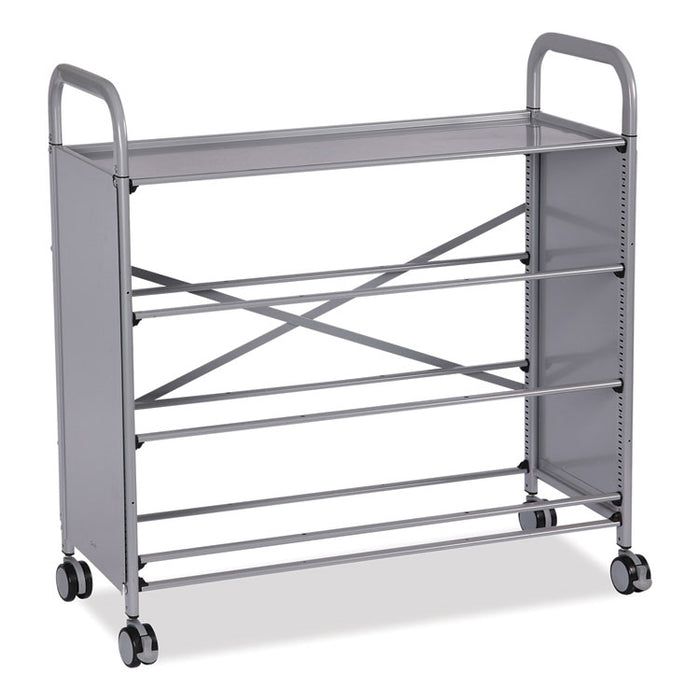 Callero Plus Treble Column Trolley Set 13, Metal, 1 Shelf, 12 F2 Deep Bins, 40.6" x 17.3" x 41.5", Silver/Light Gray
