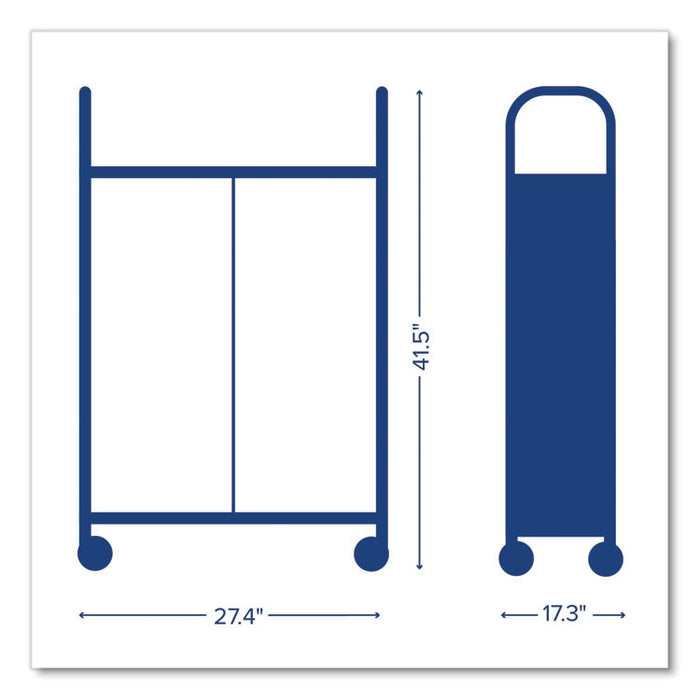 Callero Plus Double Column Trolley Set 13, Metal, 1 Shelf, 8 F2 Deep Bins, 27.4" x 17.3" x 41.5", Silver/Flame Red