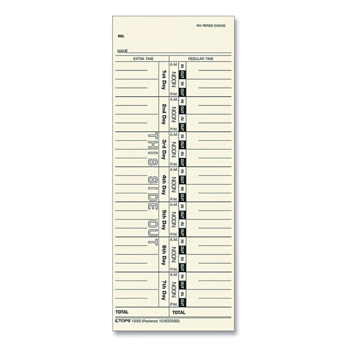 Time Clock Cards, Replacement for 10-800292, One Side, 3.5 x 9, 500/Box