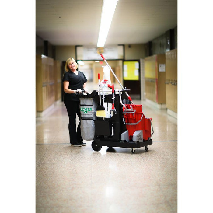 RestroomRx Janitorial Carts with 32 qt Bucket, Plastic, 24 x 21 x 25, Black