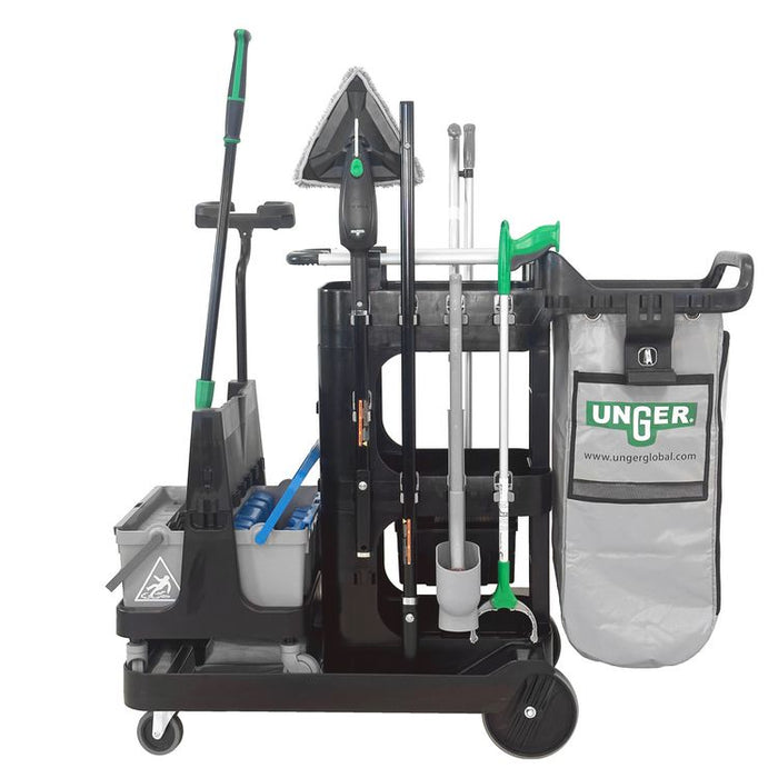 DeepCleanRx Janitorial Carts, Plastic, 3 Shelves, 24 x 26 x 26, Black