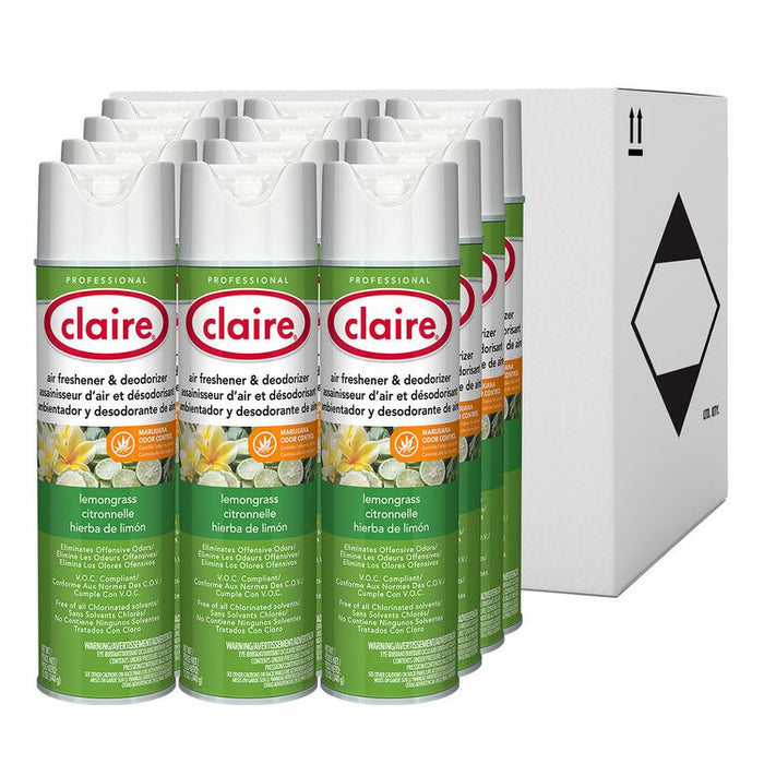 Aerosol Air Freshener and Deodorizer, Lemongrass Citronella, 12 oz Aerosol Spray, 12 Cans