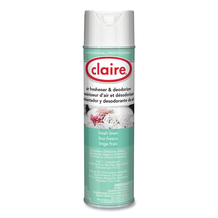 Aerosol Air Freshener and Deodorizer, Fresh Linen, 10 oz Aerosol Spray, 12 Cans