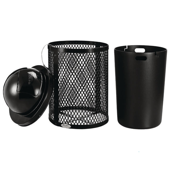 Outdoor Diamond Industrial Steel Trash Can, 36 gal, Black