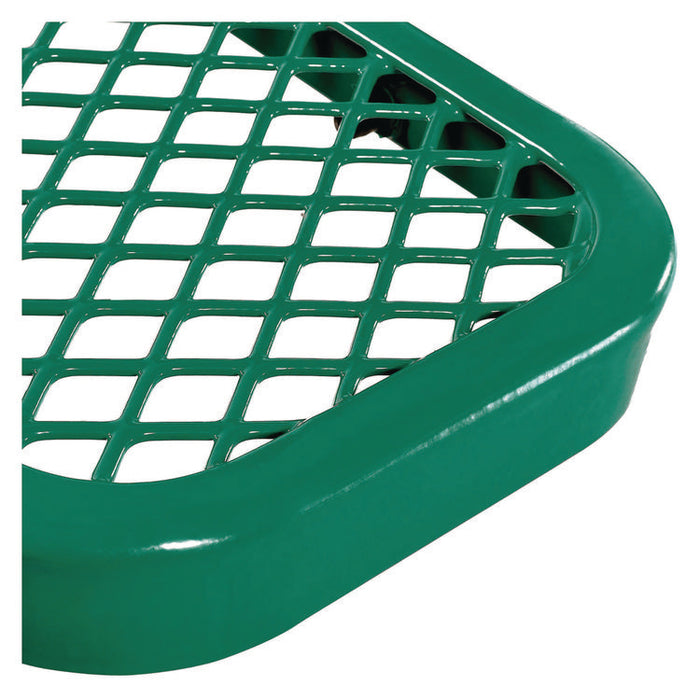 Expanded Steel Bench With Back, 72" x 24" x 33", Green Seat/Back, Black Base