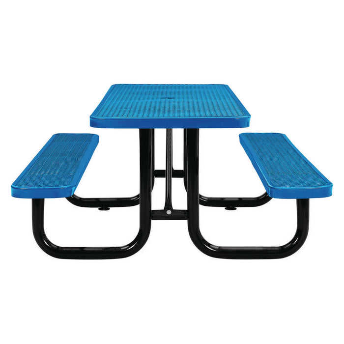 Expanded Steel Picnic Table, Rectangular, 72 x 62 x 29.5, Blue Top, Blue Base/Legs