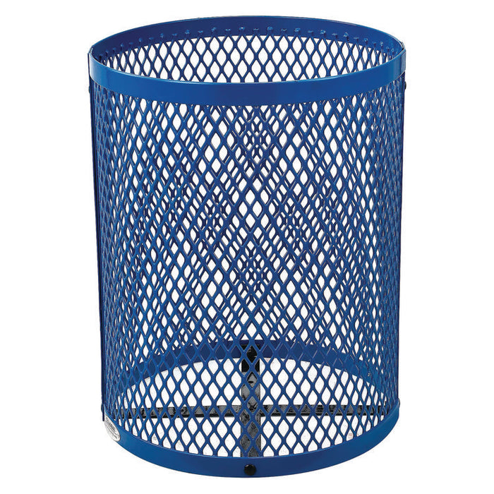 Outdoor Diamond Steel Trash Can, 36 gal, Dome Lid, Blue