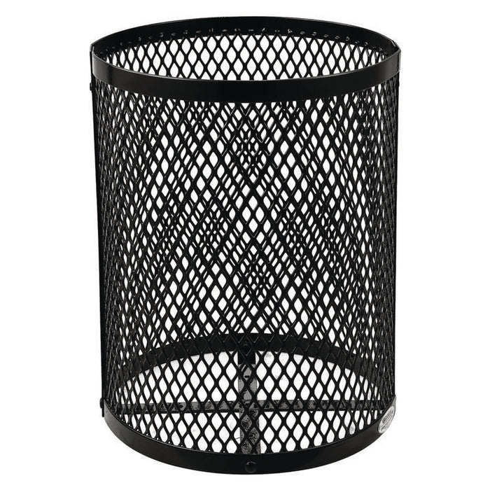 Outdoor Diamond Steel Trash Can, Rain Bonnet Lid, 36 gal, Black