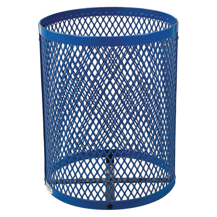 Outdoor Diamond Steel Trash Can, 36 gal, Blue