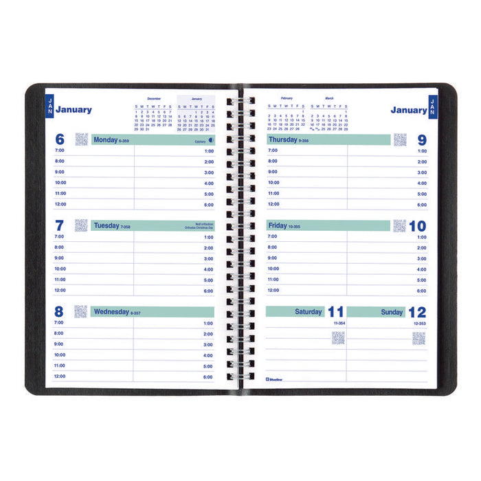 Plan and Link Weekly Planner, 8" x 5", Black Cover, 12-Month (Jan to Dec): 2026