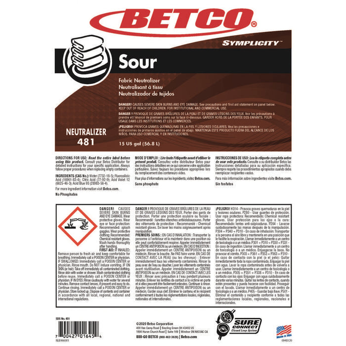 Symplicity Sour Fabric Neutralizer, Mild Scent, 15 gal Drum