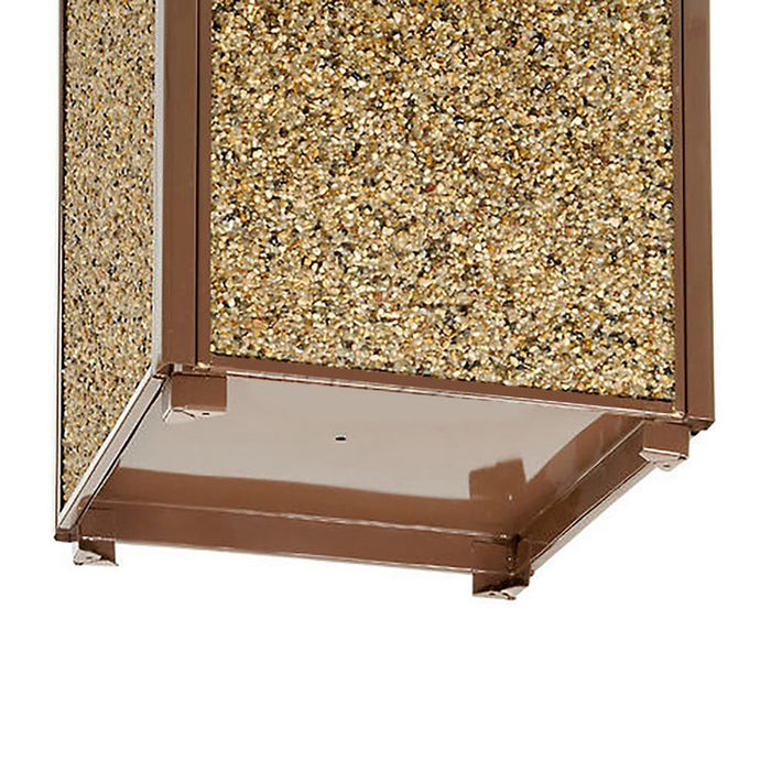 Stone Panel All Weather Trash Receptacle Urn, Open Ashtray Top, 24 gal, Steel, Brown