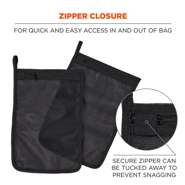 Arsenal 5718 Zippered Mesh Wash Bag, 8 x 10, Polyester, Black, 10/Pack