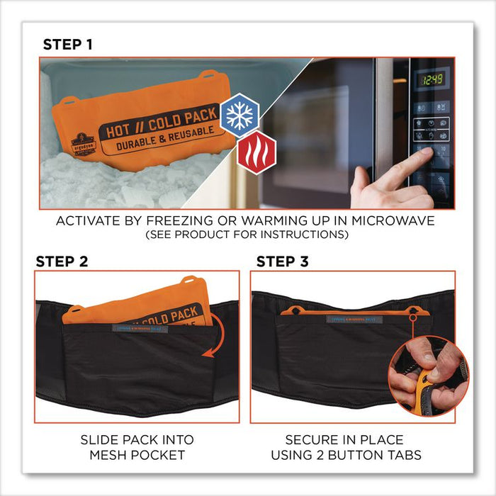 Proflex 1675 Back Support Brace with Cooling/Warming Pack, 3X-Large, 46" to 52" Waist, Black