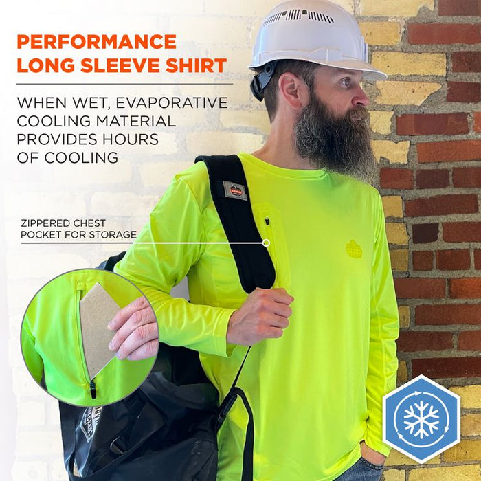 Chill-Its 6689 Cooling Long Sleeve Sun Shirt with UV Protection, 2X-Large, Lime